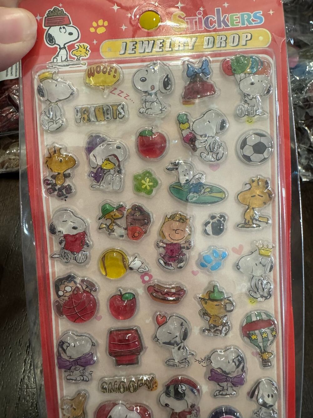 Snoopy and Friends Jewelry Drop 3D stickers sheet in various poses and outfits